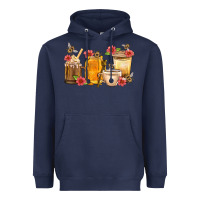 Navy Honey And Bee With Flower Coffee Cup Heavyweight Hoodie - BundleAndBundleShop