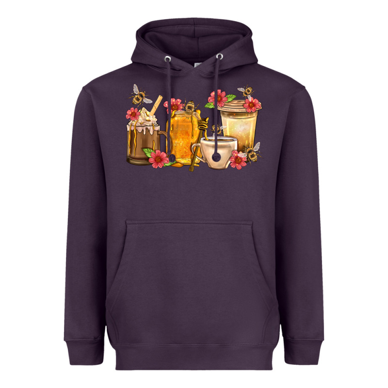Honey And Bee With Flower Coffee Cup Heavyweight Hoodie by BundleAndBundleShop | Teevron