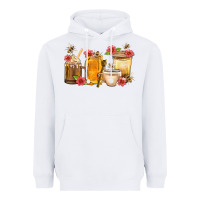 White Honey And Bee With Flower Coffee Cup Heavyweight Hoodie - BundleAndBundleShop