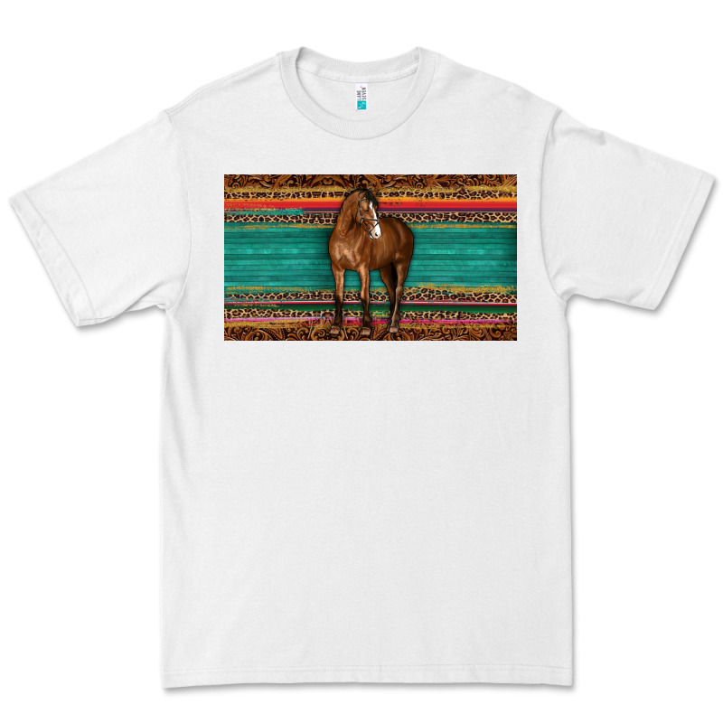 Western Horse Serape Tooled Leather Leopard  Sippy Cup Premium Tee by BarkalooDesign | Teevron