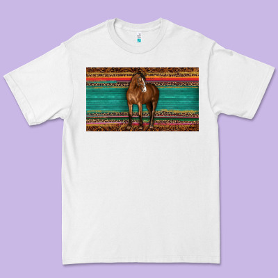 Western Horse Serape Tooled Leather Leopard  Sippy Cup Premium Tee Designed By Barkaloodesign