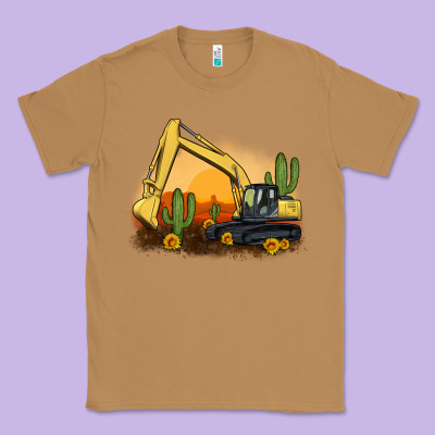 Excavator Cactus Sunflower Sunset Classic Tee Designed By Artiststas