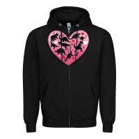 Black dinosaur valentine heart Zipper Hoodie - MaliasSmallBusiness
