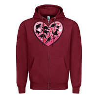 Burgundy dinosaur valentine heart Zipper Hoodie - MaliasSmallBusiness