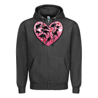 Charcoal Heather dinosaur valentine heart Zipper Hoodie - MaliasSmallBusiness