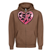 Chestnut dinosaur valentine heart Zipper Hoodie - MaliasSmallBusiness