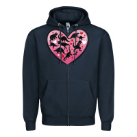 Navy dinosaur valentine heart Zipper Hoodie - MaliasSmallBusiness