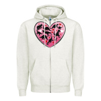 Oatmeal Heather dinosaur valentine heart Zipper Hoodie - MaliasSmallBusiness