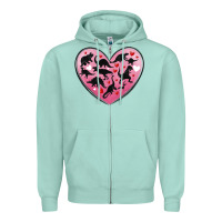 Seafoam dinosaur valentine heart Zipper Hoodie - MaliasSmallBusiness