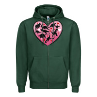 Sports Green dinosaur valentine heart Zipper Hoodie - MaliasSmallBusiness