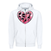White dinosaur valentine heart Zipper Hoodie - MaliasSmallBusiness
