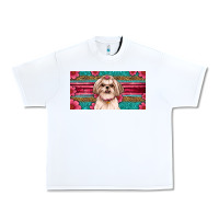 White Western Shih Tzu License Plate Design Urban Heavy Tee - JahusDesignShop