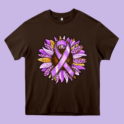 Heavy Core Tee Cancer Awareness Sunflower
