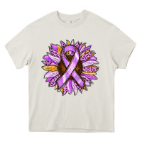 Cream Cancer Awareness Sunflower Heavy Core Tee - RanaPortraitStore