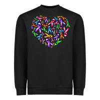 Black cancer ribbon heart Heavyweight Sweatshirt - AdoDesignShop
