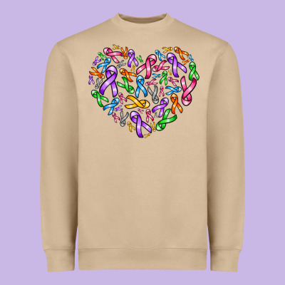 Cancer Ribbon Heart Heavyweight Sweatshirt Designed By Adodesignshop