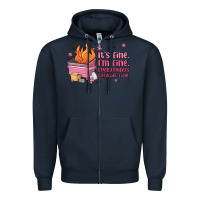 Navy it's fine i'm fine everything's freakin' fine Zipper Hoodie - MaliasSmallBusiness
