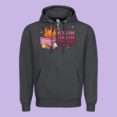 It's Fine I'm Fine Everything's Freakin' Fine Zipper Hoodie Designed By Maliassmallbusiness