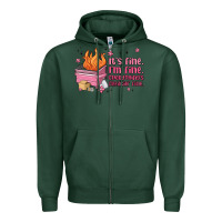 Sports Green it's fine i'm fine everything's freakin' fine Zipper Hoodie - MaliasSmallBusiness