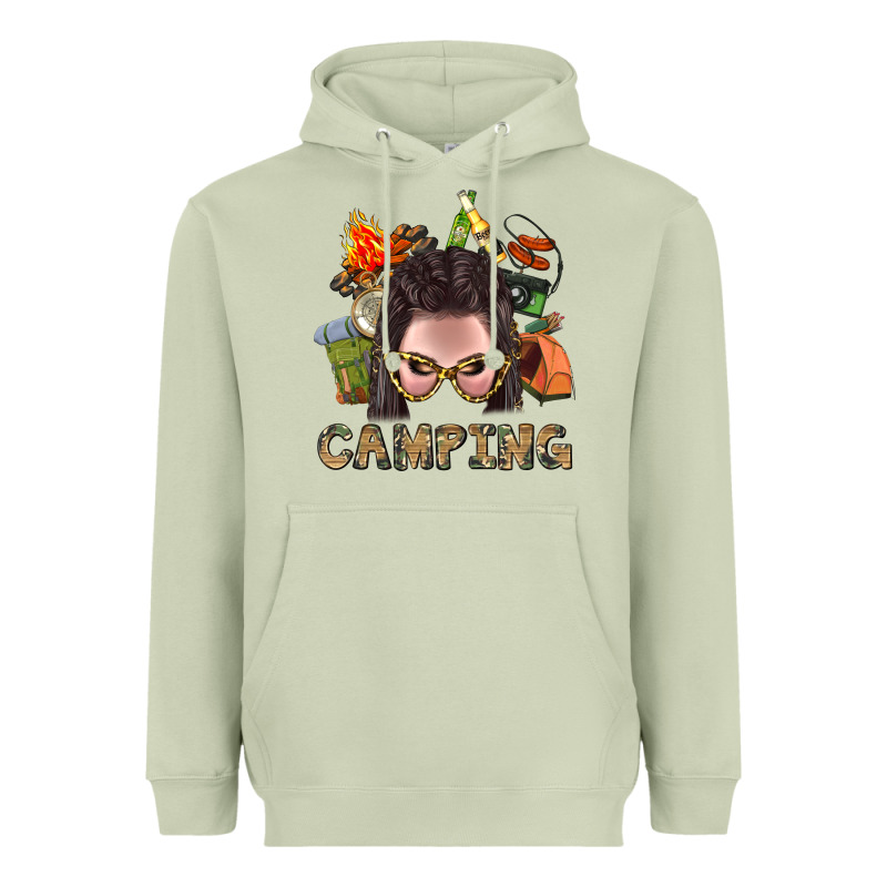Camping Braid Hair Woman With Fire Bbs Heavyweight Hoodie by BundleAndBundleShop | Teevron