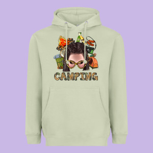 Camping Braid Hair Woman With Fire Bbs Heavyweight Hoodie Designed By Bundleandbundleshop