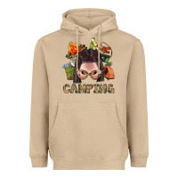 Mushroom Camping Braid Hair Woman With Fire Bbs Heavyweight Hoodie - BundleAndBundleShop