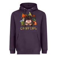 Plum Camping Braid Hair Woman With Fire Bbs Heavyweight Hoodie - BundleAndBundleShop