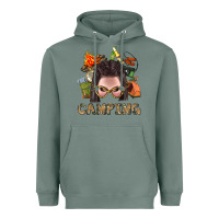 Sage Camping Braid Hair Woman With Fire Bbs Heavyweight Hoodie - BundleAndBundleShop