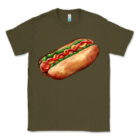 Army Green American hot dog Classic Tee - AdoDesignShop
