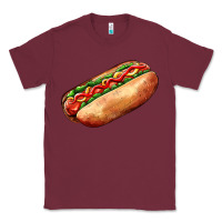 Burgundy American hot dog Classic Tee - AdoDesignShop