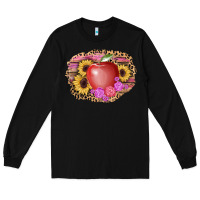Black apple sunflower back to school background Long Sleeve Tee - AdoDesignShop