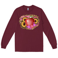 Burgundy apple sunflower back to school background Long Sleeve Tee - AdoDesignShop
