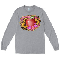 Heather Grey apple sunflower back to school background Long Sleeve Tee - AdoDesignShop
