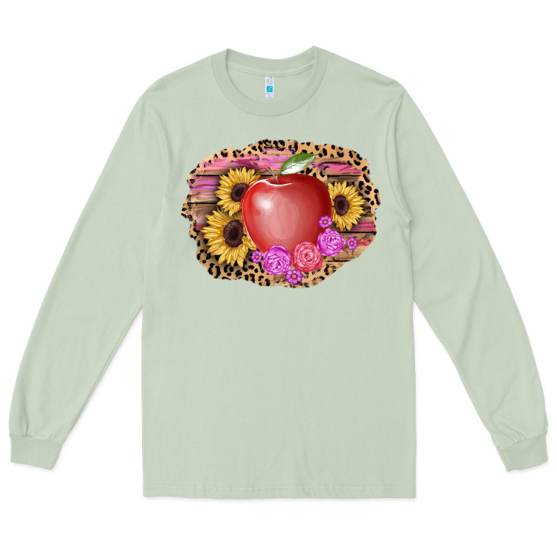 Apple Sunflower Back To School Background Long Sleeve Tee by AdoDesignShop | Teevron