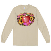 Mushroom apple sunflower back to school background Long Sleeve Tee - AdoDesignShop