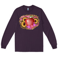 Plum apple sunflower back to school background Long Sleeve Tee - AdoDesignShop