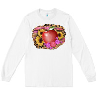White apple sunflower back to school background Long Sleeve Tee - AdoDesignShop