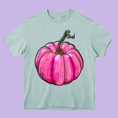 Heavy Core Tee Breast Cancer Awareness Pink Pumpkin