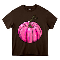 Chocolate Brown Breast Cancer Awareness Pink Pumpkin Heavy Core Tee - RanaPortraitStore