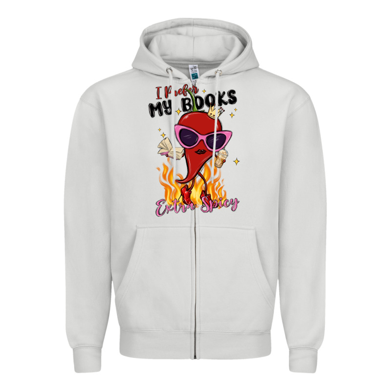 I Prefer My Books Extra Spicy Zipper Hoodie by MaliasSmallBusiness | Teevron