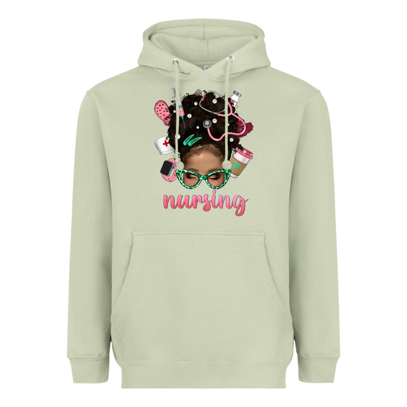 Afro Messy Bun Nursing Bbs Heavyweight Hoodie by BundleAndBundleShop | Teevron