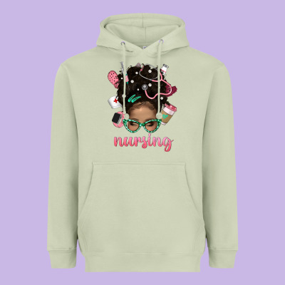Afro Messy Bun Nursing Bbs Heavyweight Hoodie Designed By Bundleandbundleshop