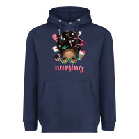 Navy Afro Messy Bun Nursing Bbs Heavyweight Hoodie - BundleAndBundleShop