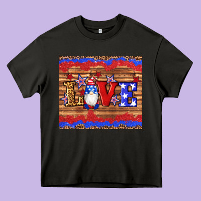 American Flag Gnomes Love Star Leopard Glitter Heavy Core Tee Designed By Artiststas