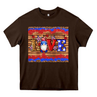 Chocolate Brown american flag gnomes love star leopard glitter Heavy Core Tee - Artiststas
