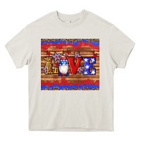 Cream american flag gnomes love star leopard glitter Heavy Core Tee - Artiststas