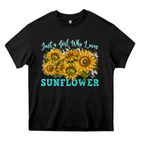 Black just a girl who loves sunflower Heavy Core Tee - texasbilliewilder
