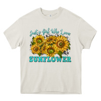 Just A Girl Who Loves Sunflower Heavy Core Tee | Teevron