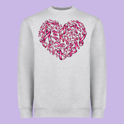 Breast Cancer Ribbon Heart Heavyweight Sweatshirt Designed By Adodesignshop