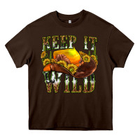 Chocolate Brown keep it wild western Heavy Core Tee - texasbilliewilder